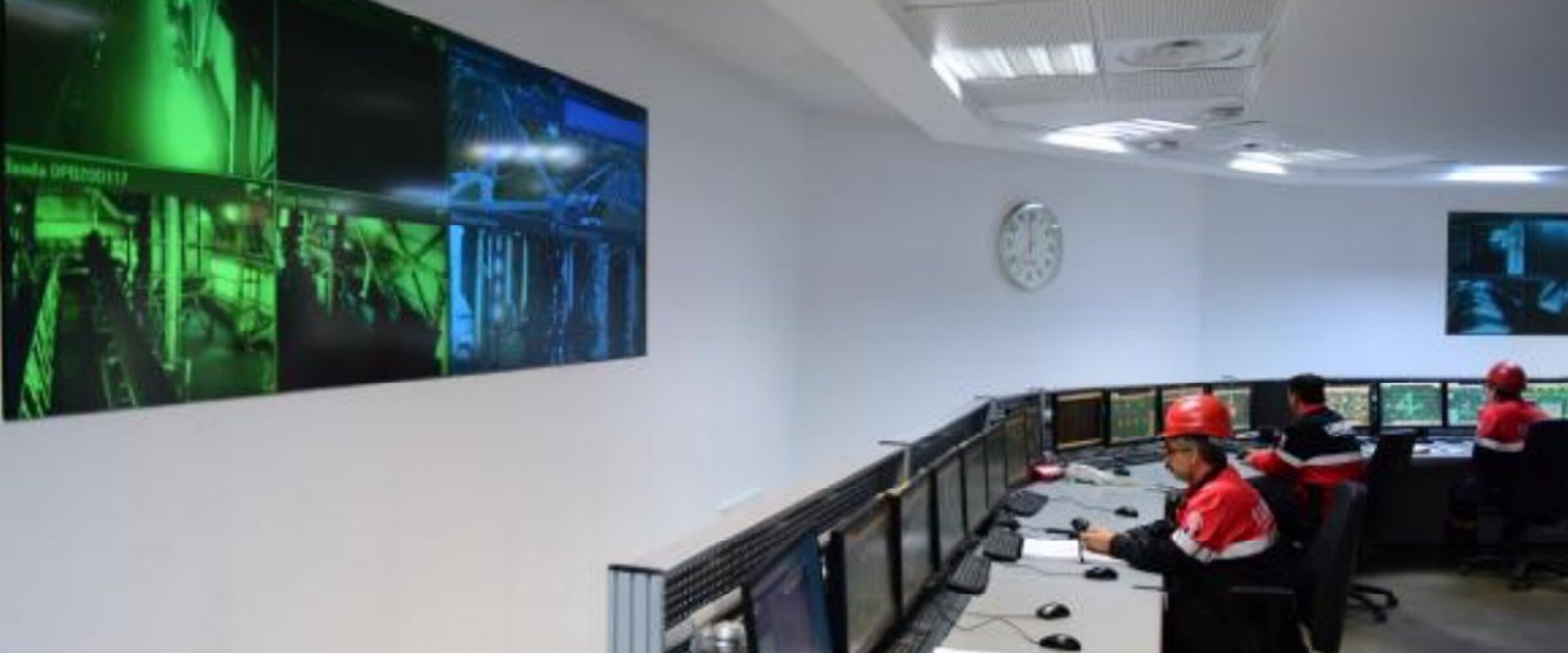 Power plant control room with overview video wall